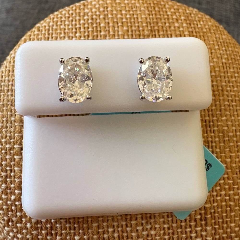 Solid Sterling Silver THREE Carat VVSD Moissanite Studs